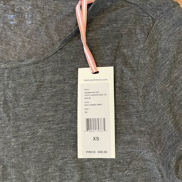 Vineyard Vines Tencel Cashmere Swing Tee Size XS Sullivan’s Grey - Picture 2 of 6